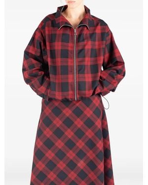 Societe Anonyme Check-Pattern Zip-Up Jacket - Red