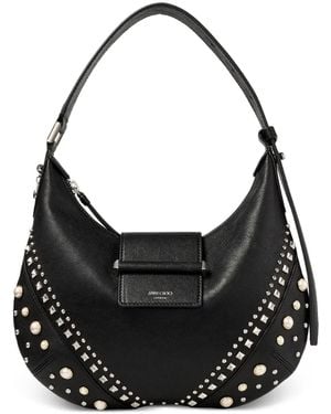 Jimmy Choo Petit Sac Porté Épaule Bar À Clous Et Perles - Black