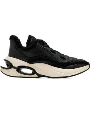 Michael Kors Shearling-Trim Chunky-Sole Trainers - Black