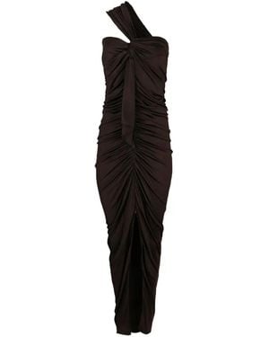 Balmain One-Shoulder Ruched Maxi Dress - Black