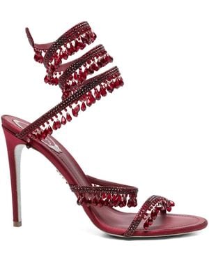 Rene Caovilla 110Mm Embellished Satin Heeled Sandals - Pink