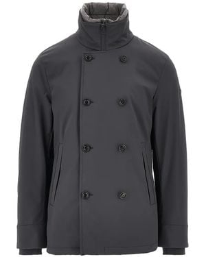 DUNO Edmund Double-Breasted High-Neck Coat - Grey
