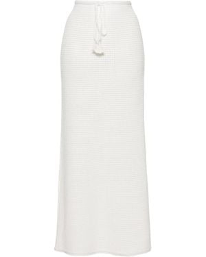 Self-Portrait Sequinned Pointelle-Knit Maxi Skirt - White