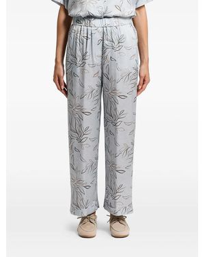 Peserico Printed Satin Trousers - Grey