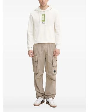 C.P. Company Graphic-Print Hoodie - Natural