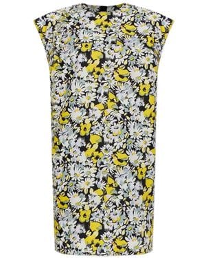 Marni Floral-Print Tiered Midi Dress - White