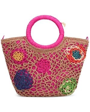 MADE FOR A WOMAN Daddy Fleurs Raffia Tote Bag - Pink