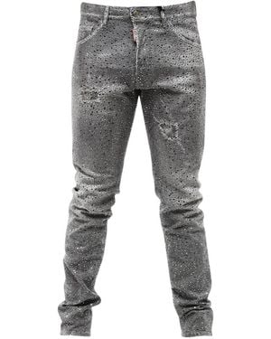 DSquared² Cool Guy Stud-Embellished Distressed Jeans - Gray