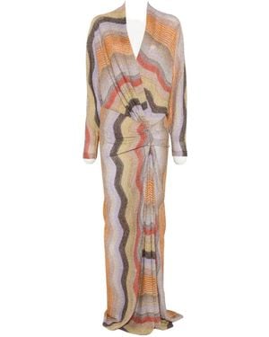 Missoni Long Dress With Deep V-Neckline - White