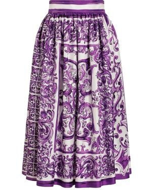 Dolce & Gabbana Majolica-Print Twill Skirt - Purple