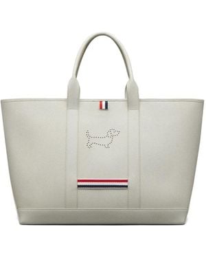 Thom Browne Hector-Motif Tote Bag - Gray