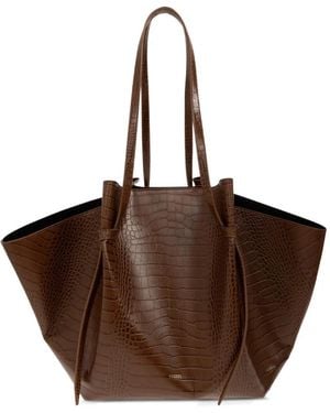 Yuzefi Xl Mochi Croc-Effect Calf Leather Tote Bag - Brown