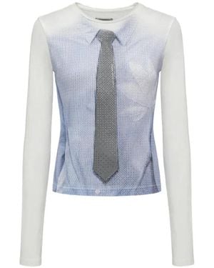 Feng Chen Wang Tie-Print Long-Sleeve T-Shirt - Blue