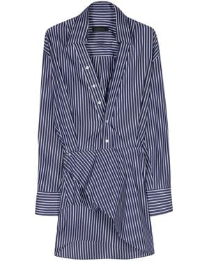 Ssheena Poplin Striped Asymmetric Mini Dress - Blue