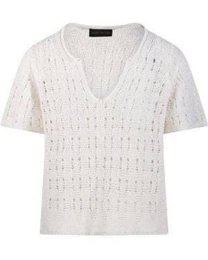 Fabrizio Del Carlo V-Neck Short-Sleeve Top - White
