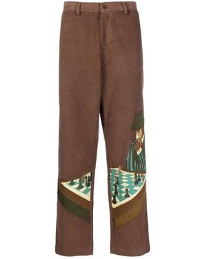 Kidsuper Chess Patchwork Corduroy Trousers - Brown