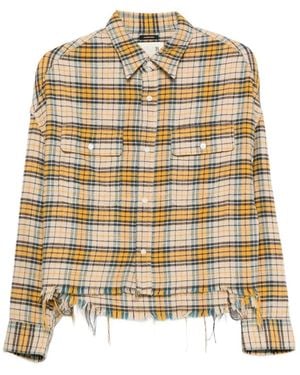 R13 Plaid Frayed Shirt - Natural