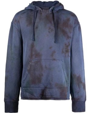 Stain Shade Tie-Dye Drawstring Cotton Hood - Blue
