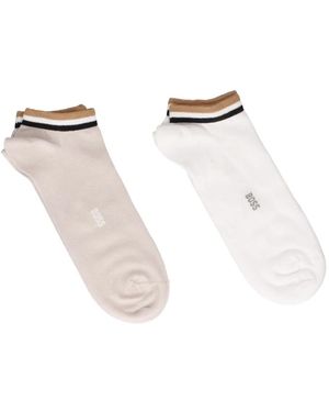 BOSS Stripe-Detail Ankle Socks (Pack Of Two) - White