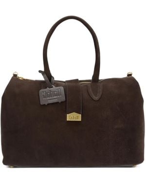 Schell Doctor Logo-Plaque Suede Tote Bag - Black