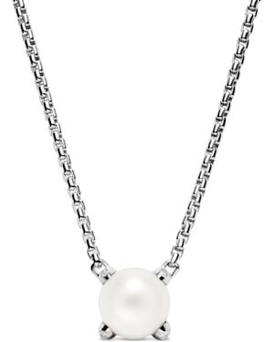 David Yurman Sterlingsilberkette Mit Diamant Und Perle - Mettallic