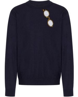 Moschino Glasses Motif Sweater - Blue