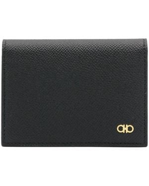 Ferragamo Gancini Pebbled Leather Wallet - Black