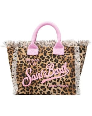 MC2 Saint Barth Leopard-Print Frayed Tote Bag - Pink