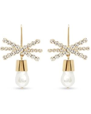 Erdem Pendientes Con Lazo Y Cristales - Blanco