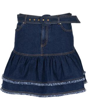 Cinq À Sept Martina Fringe-Trimmed Short Skirt - Blue