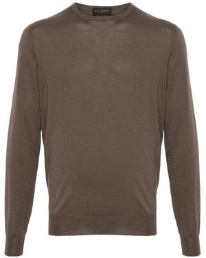 Dell'Oglio Crew-Neck Rib-Trim Jumper - Brown