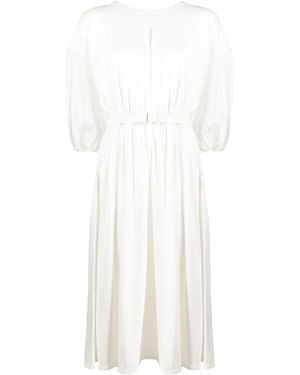 Moncler Belted Cotton Midi Dress - White