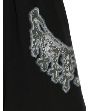we11done Necklace-Print Shorts - Black