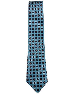 Kiton Floral-Print Silk Tie - Blue