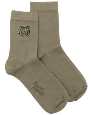 Maison Kitsuné Fox Head Socks - Natural