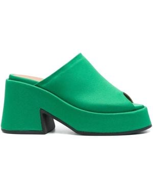 Ganni Open Toe Leather Sandals - Green