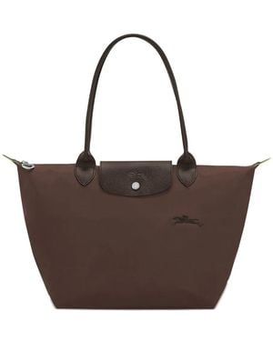 Longchamp 'M Le Pliage Original' Tote Bag With Embossed Logo - Brown