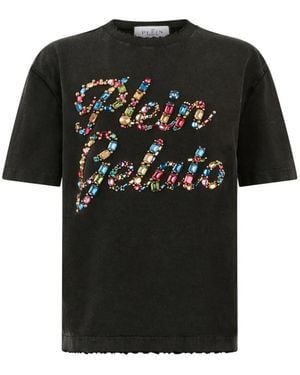 Philipp Plein T-Shirt Verfraaid Met Kristallen - Zwart