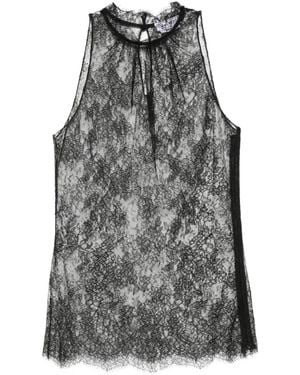 McQueen Lace Halter-Neck Top - Gray