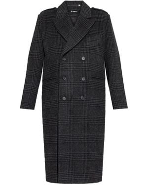 MISBHV Checked Double-Breasted Coat - Black