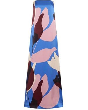 Rebecca Vallance Mika Abstract-Print Strapless Maxi Dress - Blue