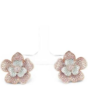 HYT Jewelry Flower Diamond Earrings - White