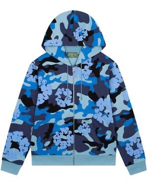 DENIM TEARS Wreath Zip-Up Hoodie - Blue