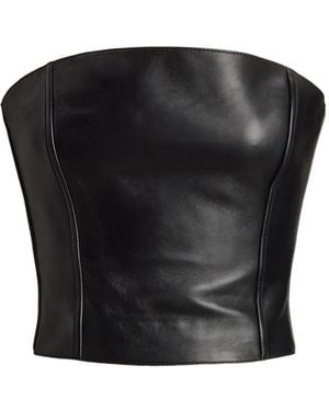 Ralph Lauren Top de piel palabra de honor - Negro