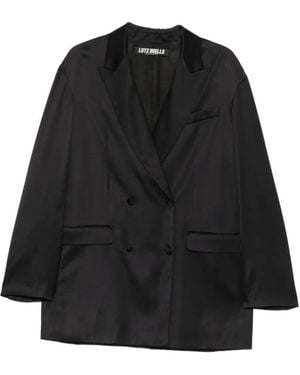 Lutz Huelle Hero Double-Breasted Satin-Finish Blazer - Black