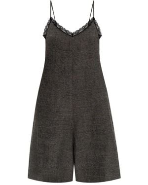 R13 Mono corto con ribete de encaje - Negro