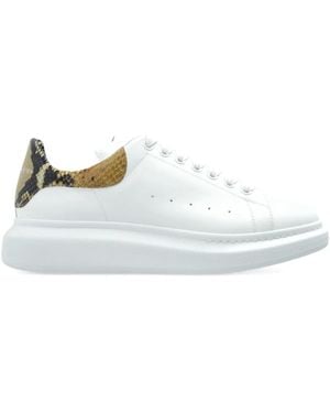 McQueen Snakeskin-Embellished Trainers - White