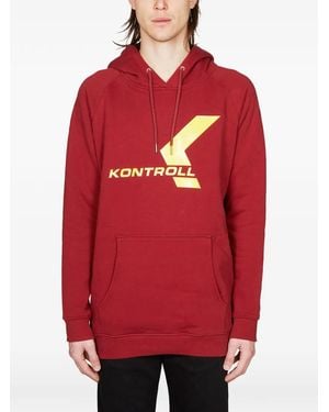 Kappa Rubberized-Logo Hoodie - Red