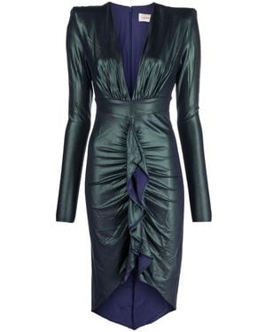 Alexandre Vauthier Draped Asymmetric Jersey Midi Dress - Blue