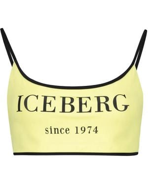 Iceberg Logo-Print Bikini Top - Metallic